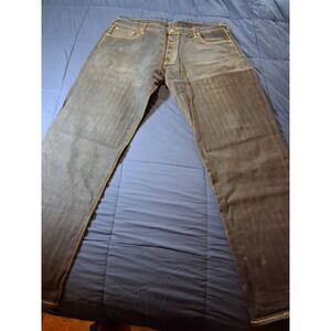 Evisu Men's Selvedge Jeans Blue Denim, Straight Leg, Button Fly, Size 42x34